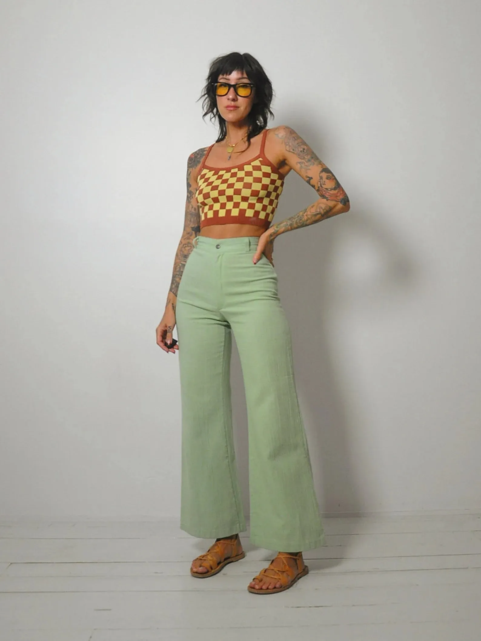 1970's Pistachio Flared Pants 24x30