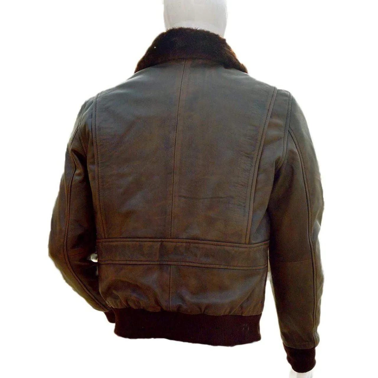 A2 Navy Distressed Brown Bomber Lambskin Leather Jacket