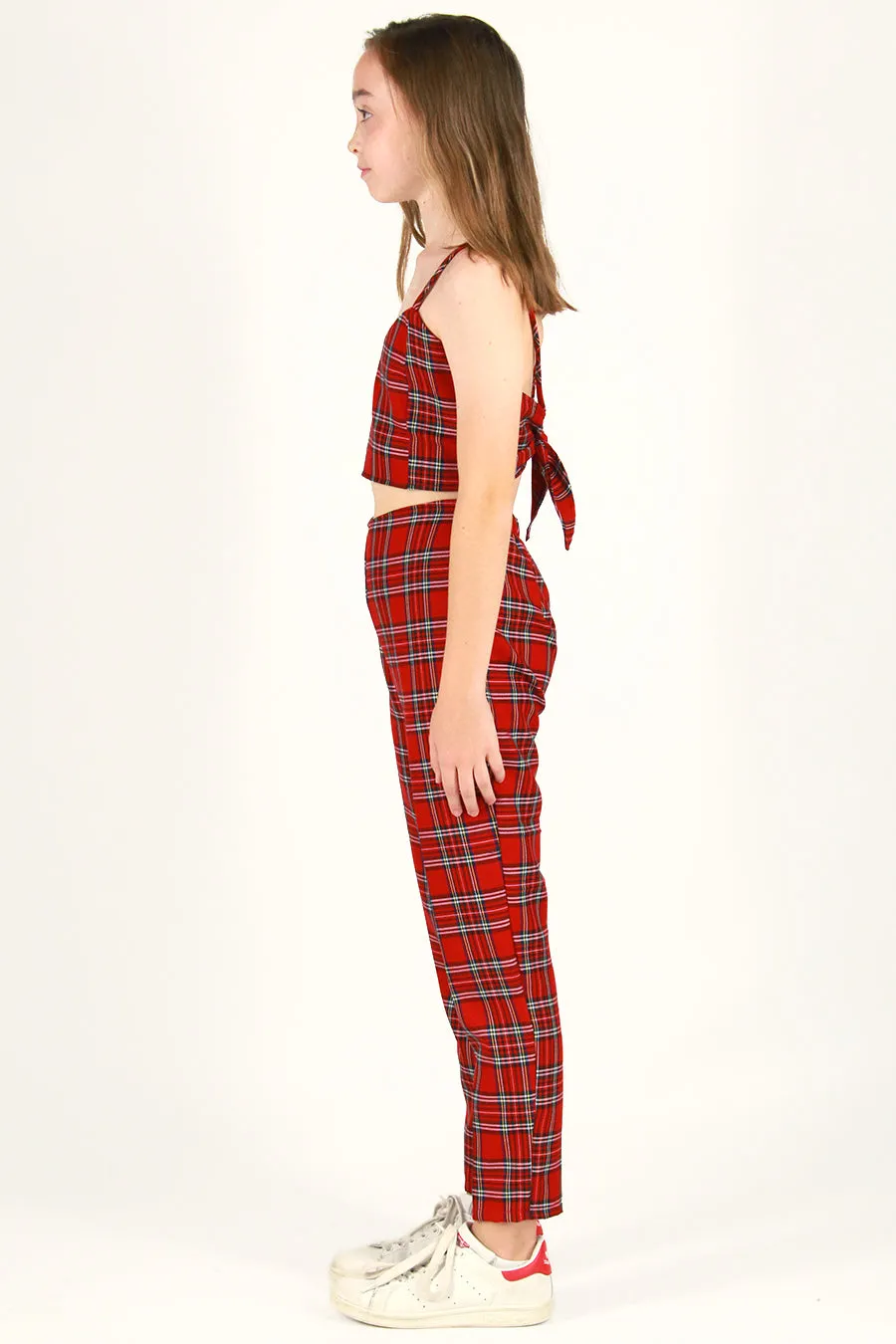 Adjustable Cami Top and Pants - Red Plaid