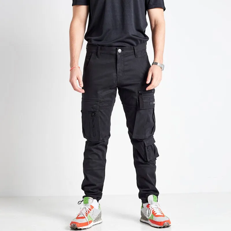 Adjustable Cuff Cargo Pants - Black