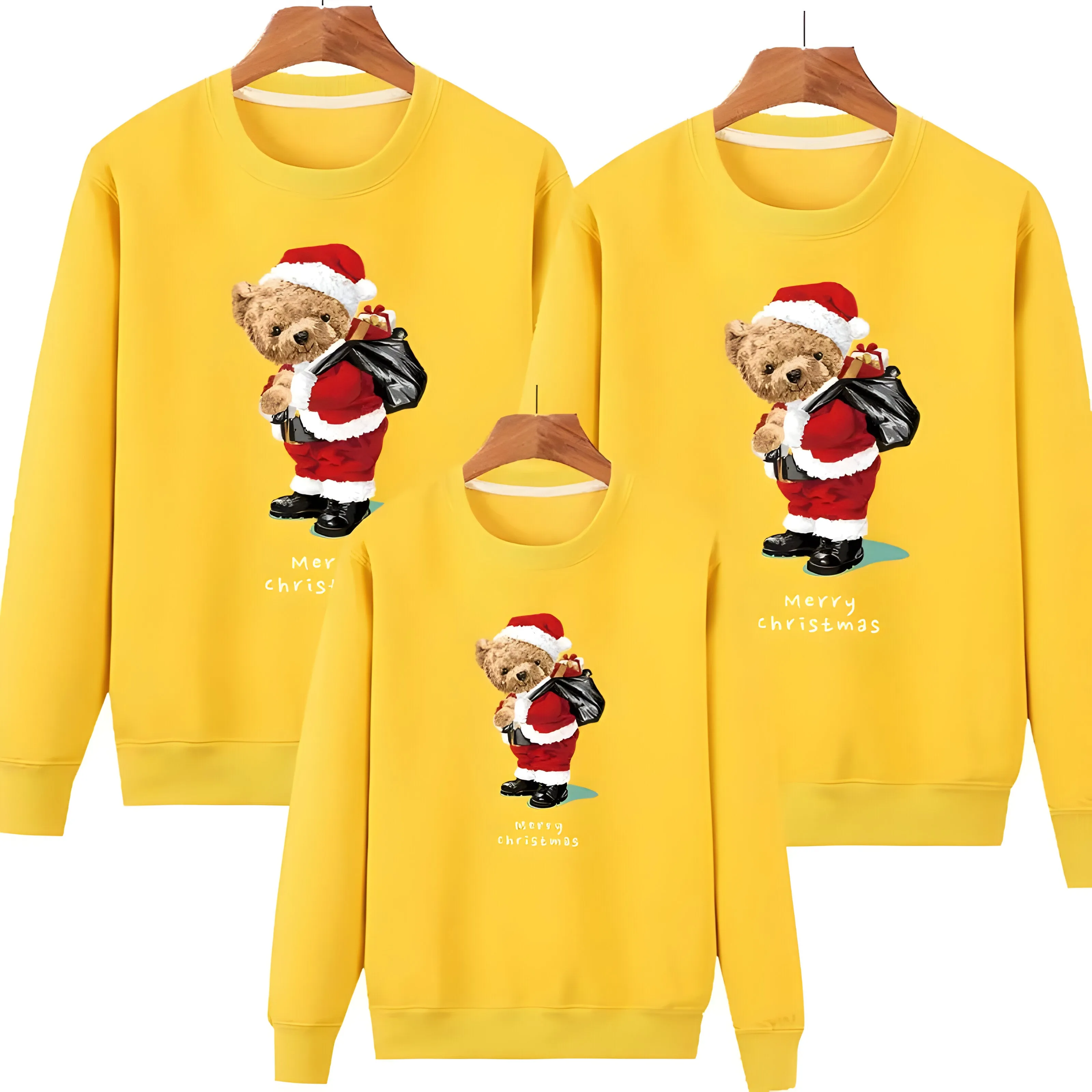 Adult Plain Christmas Bear Matching Christmas Jumper