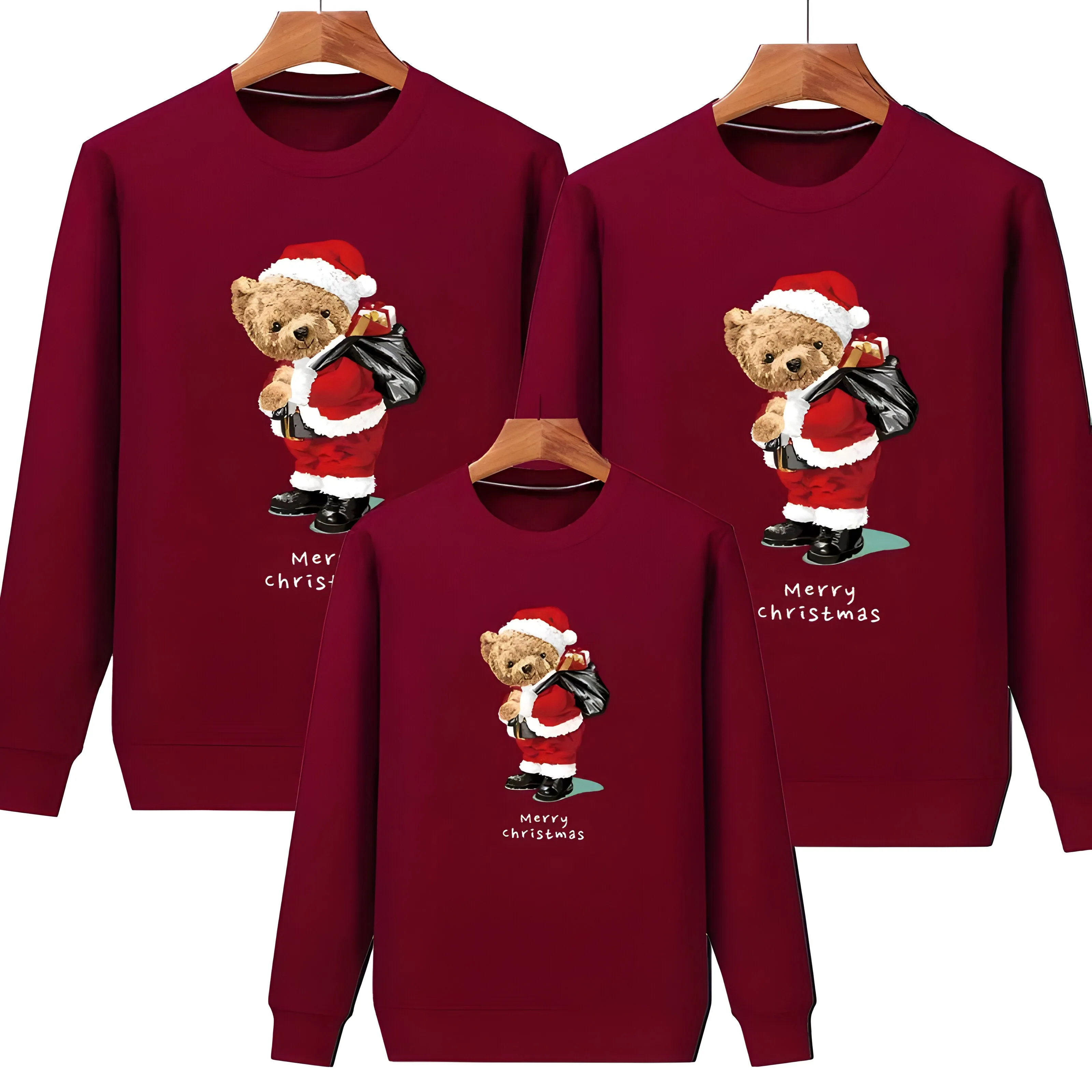 Adult Plain Christmas Bear Matching Christmas Jumper