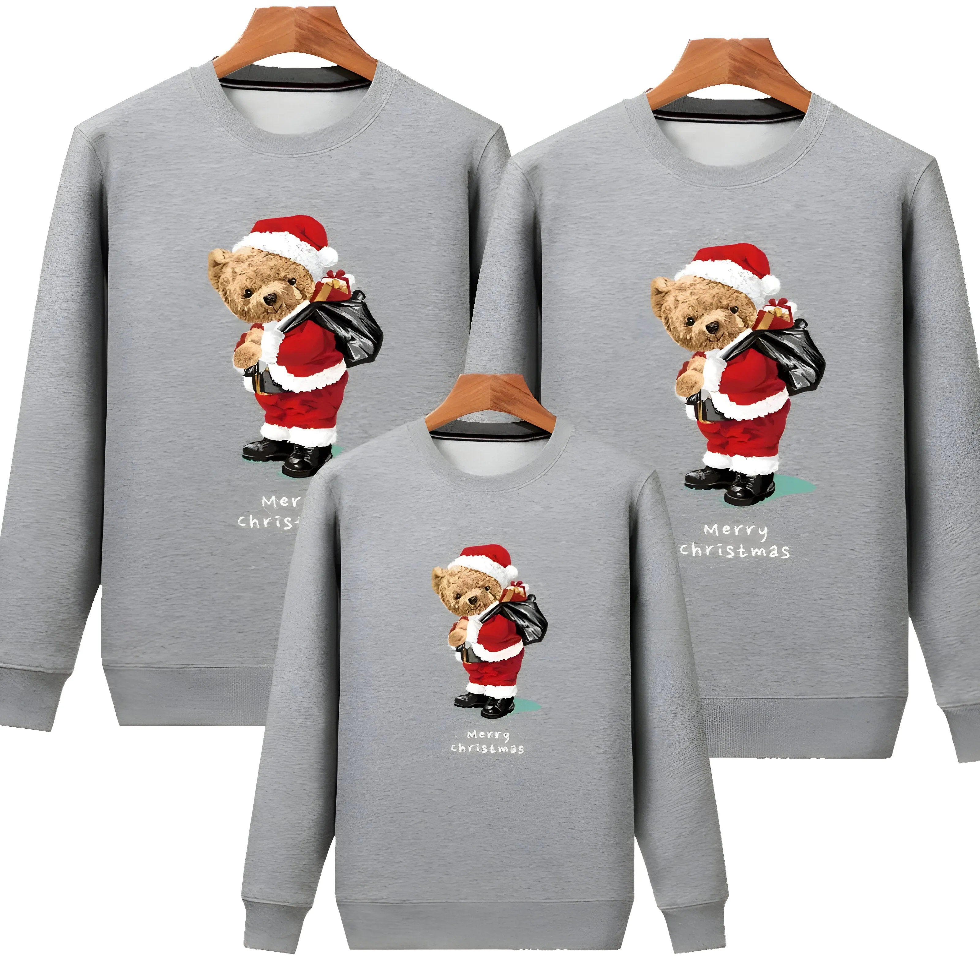 Adult Plain Christmas Bear Matching Christmas Jumper