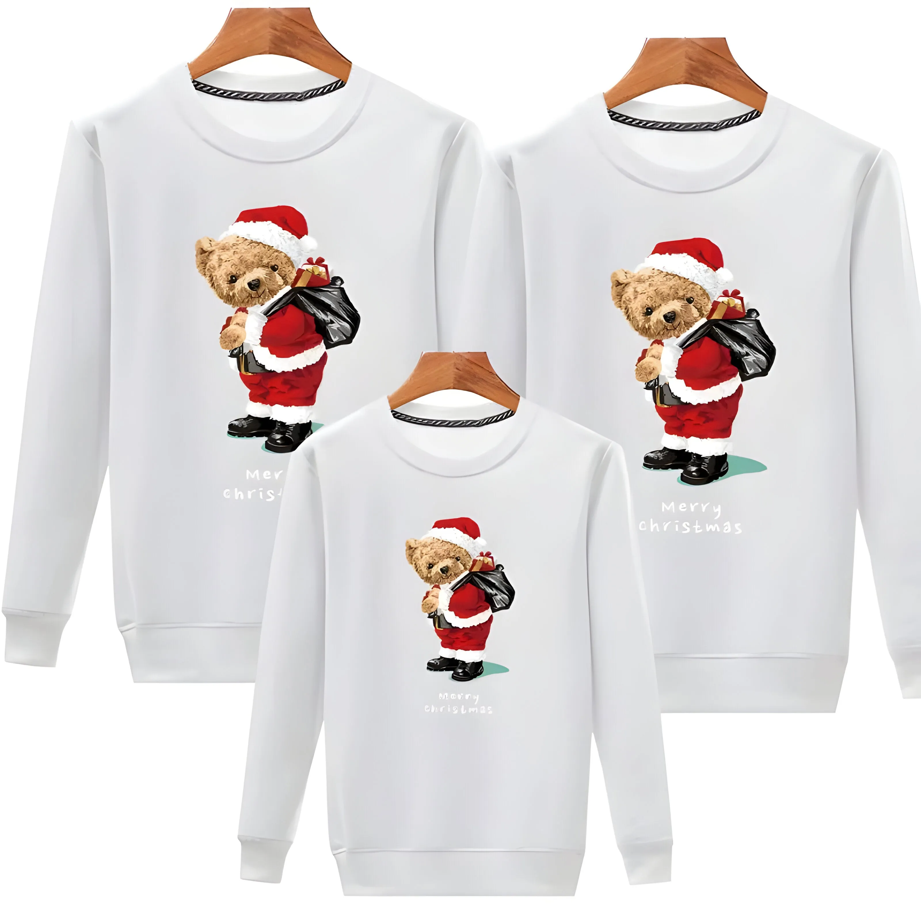 Adult Plain Christmas Bear Matching Christmas Jumper