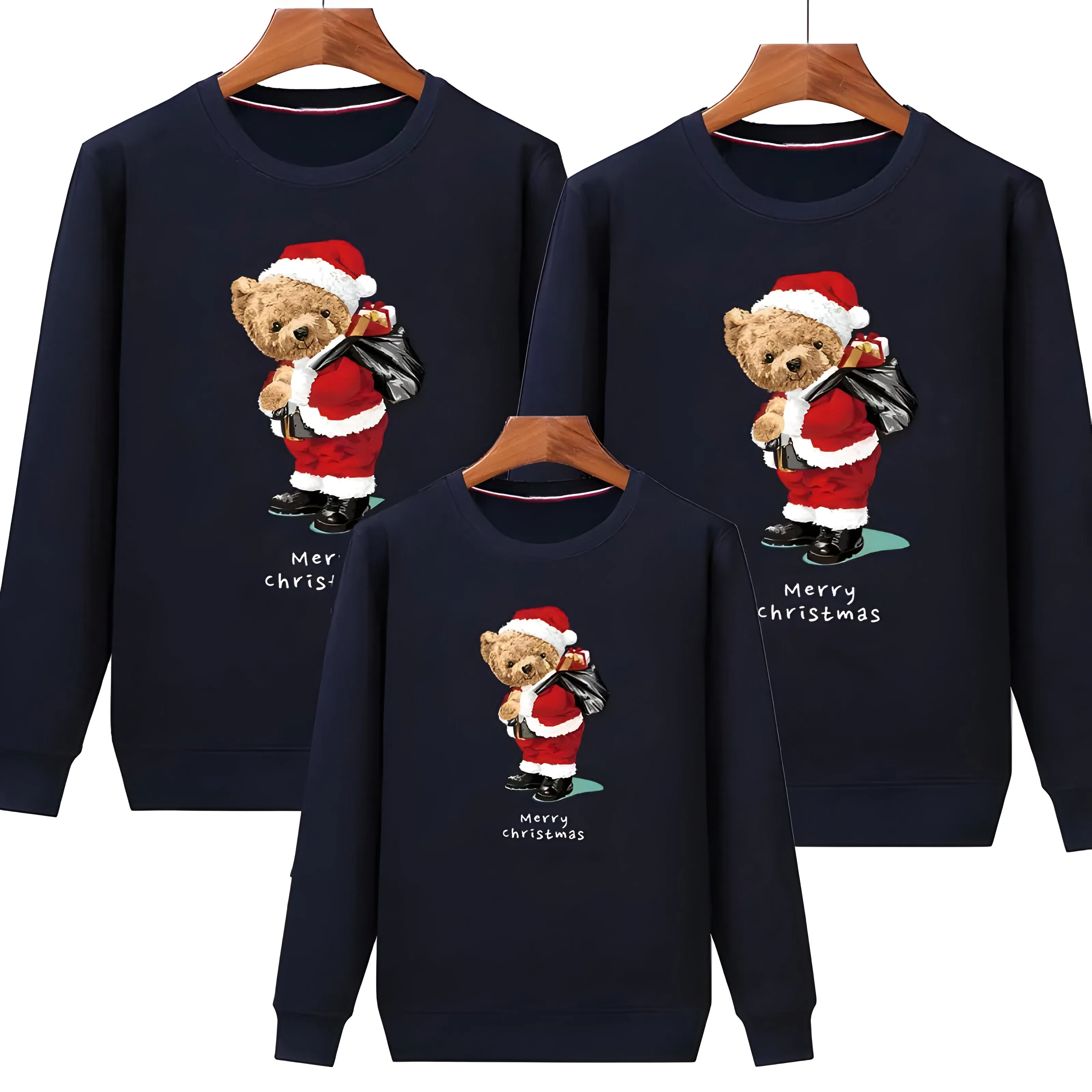 Adult Plain Christmas Bear Matching Christmas Jumper