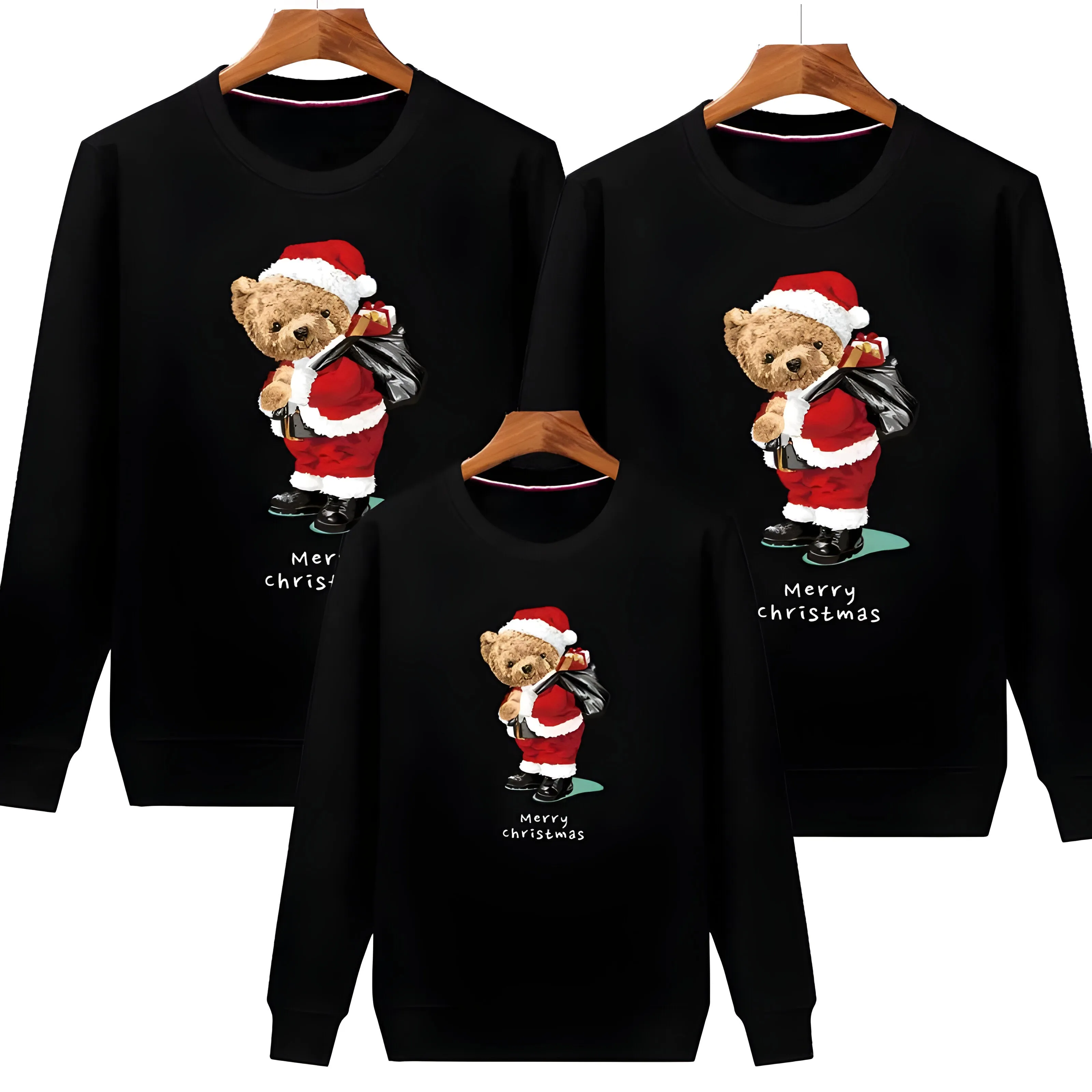 Adult Plain Christmas Bear Matching Christmas Jumper