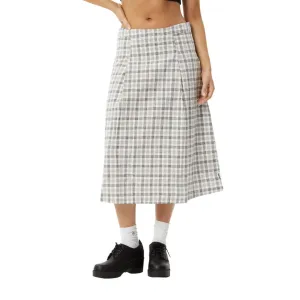 Afends Womens Leo Check Midi Skirt - Black / White