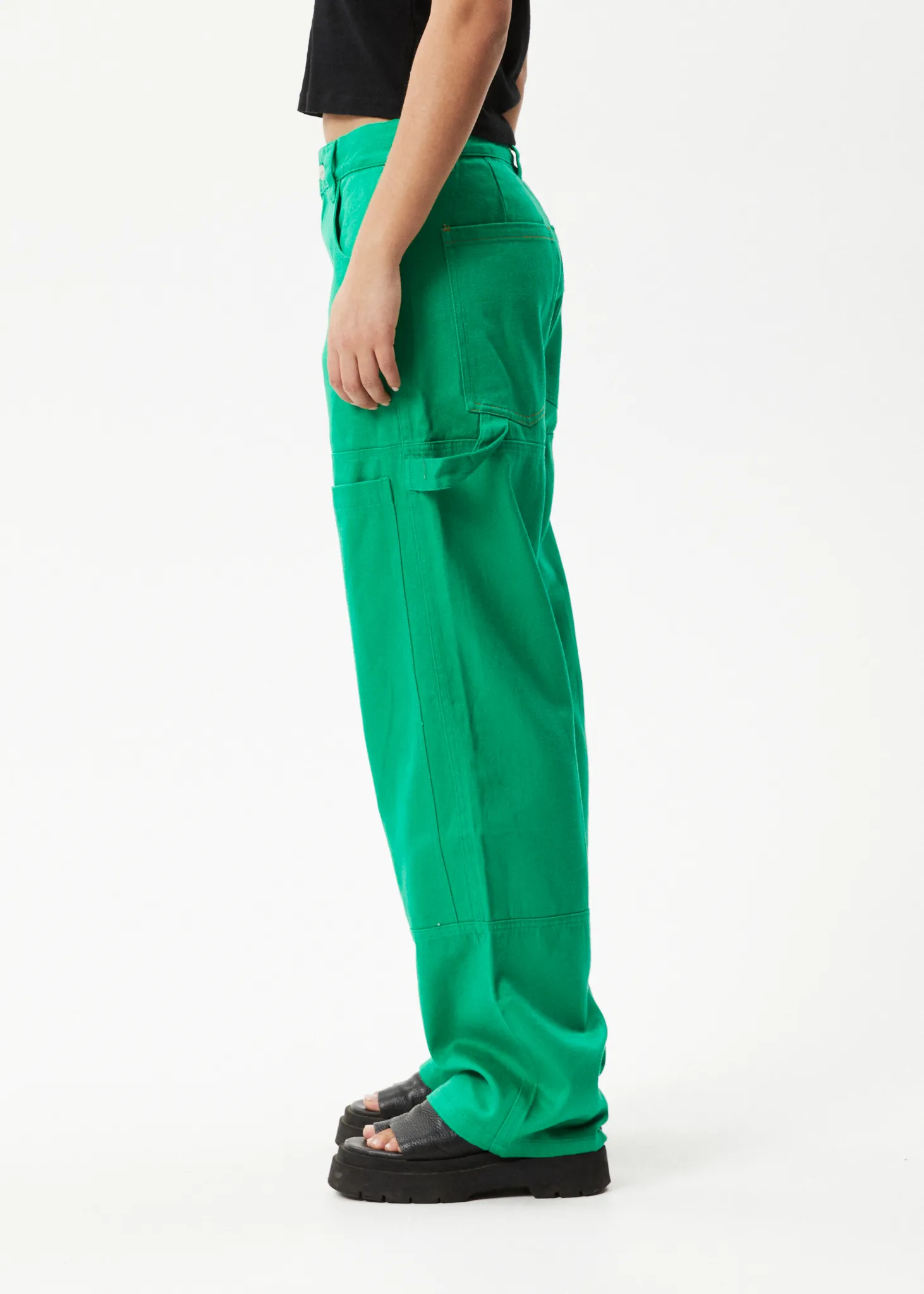 AFENDS Womens Sleepy Hollow Moss - Twill Carpenter Pants - Forest