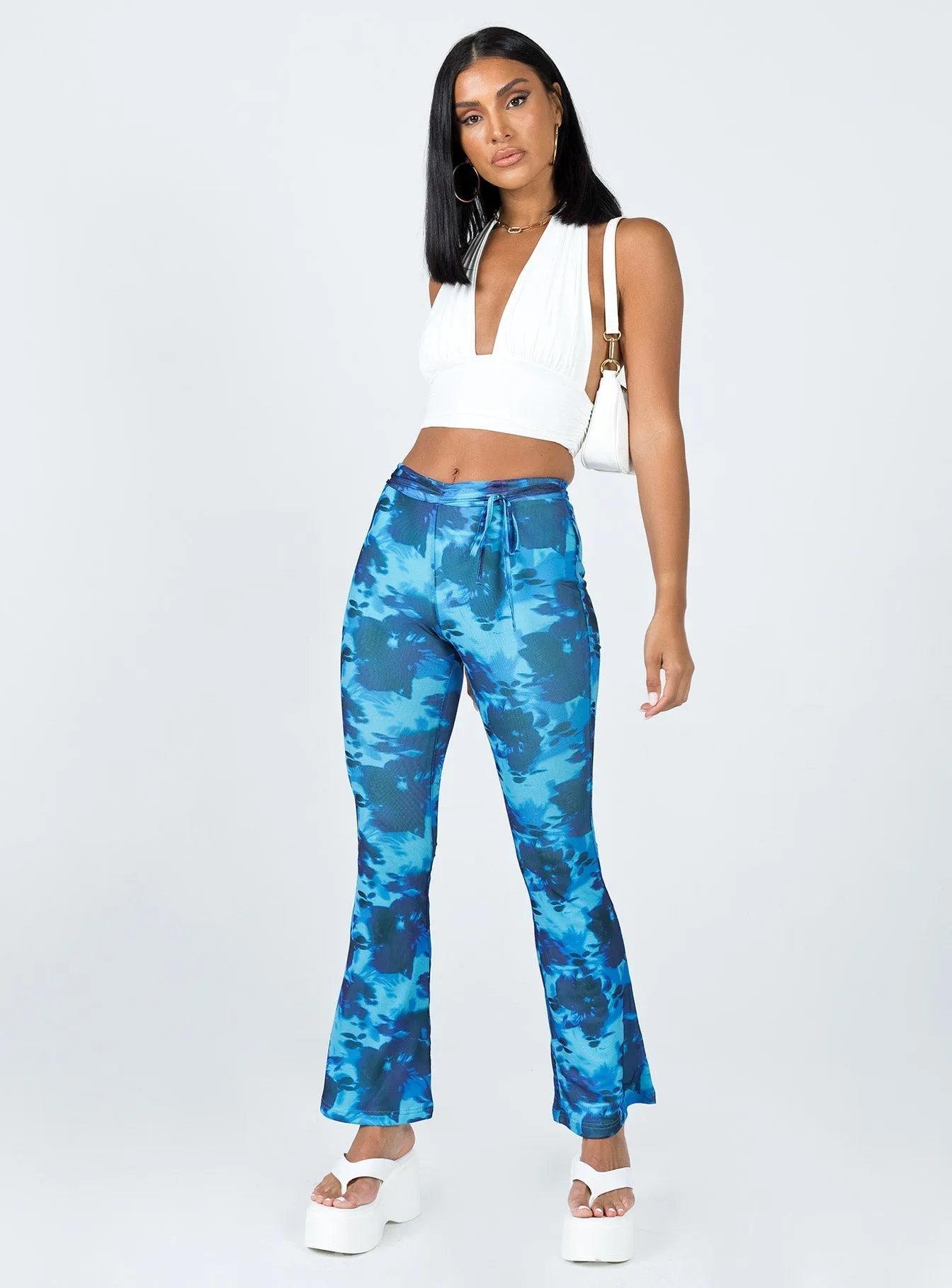 Allen Floral Flare Pants Blue