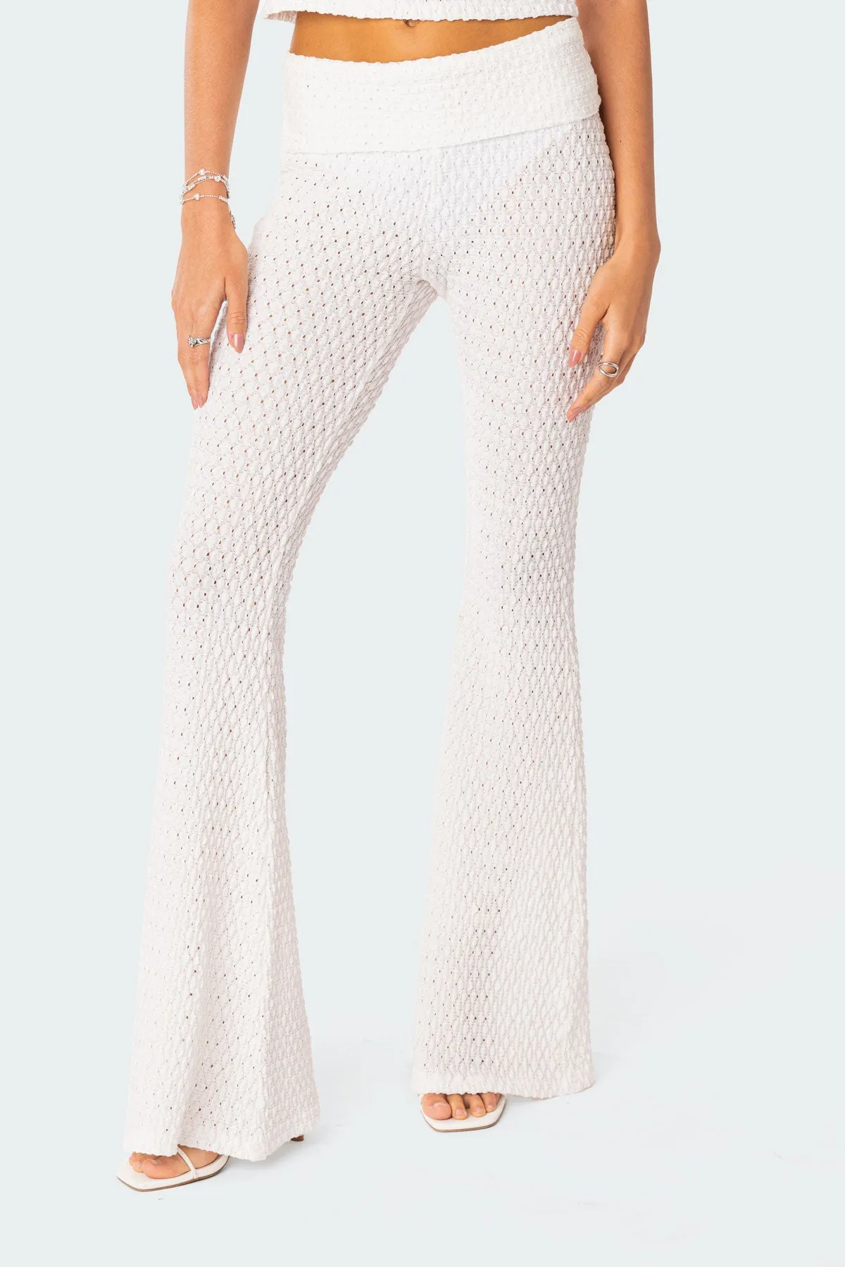 Amalia Textured Knit Fold Over Pants