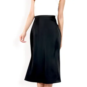 Anna-Kaci Women's Satin Midi Skirt With A-Line Silhouette And Elastic Waistband