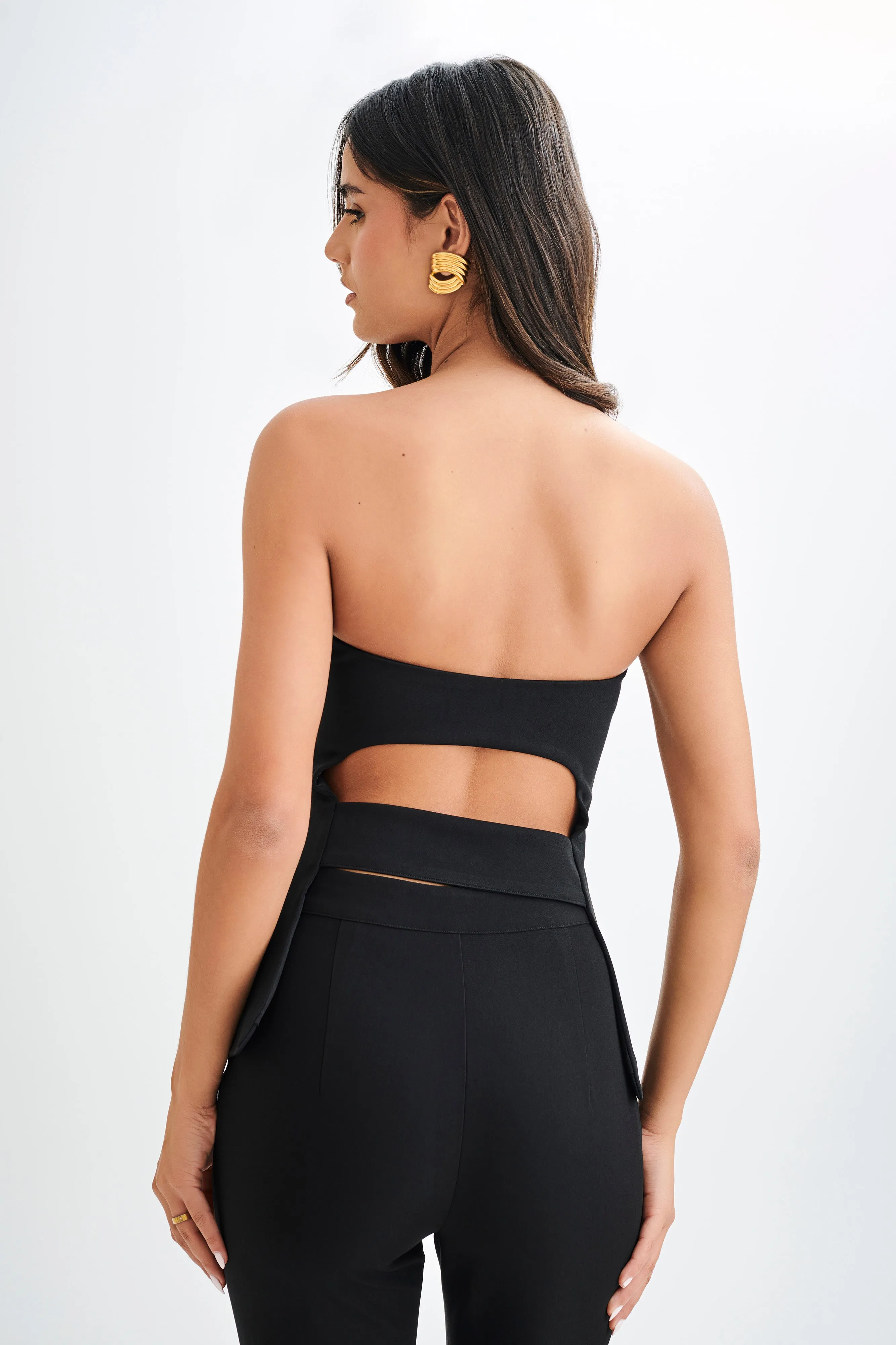 Antonia Strapless Cut Out Top - Black