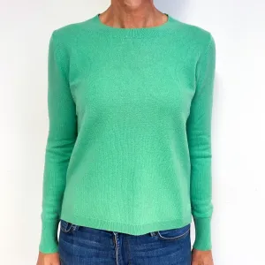 Apple Green Split Hem Cashmere Crew Neck Jumper Medium