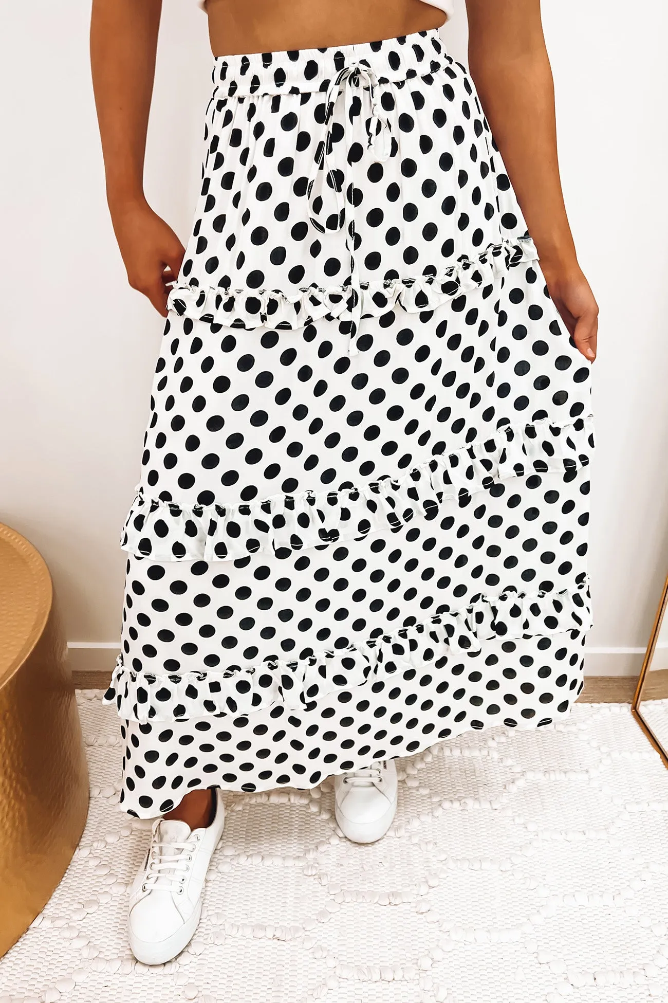 Arya Midi Skirt White Spot