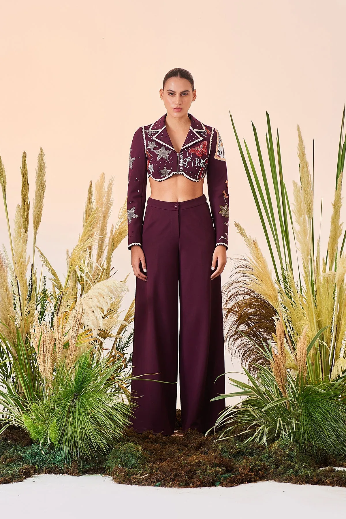 Asfa Sinha in Postcard Cropped Blazer And Flared Pant