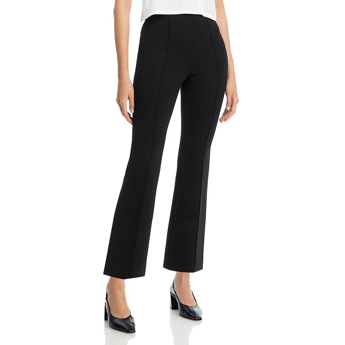 ATM Womens Pintuck Cropped Flared Pants