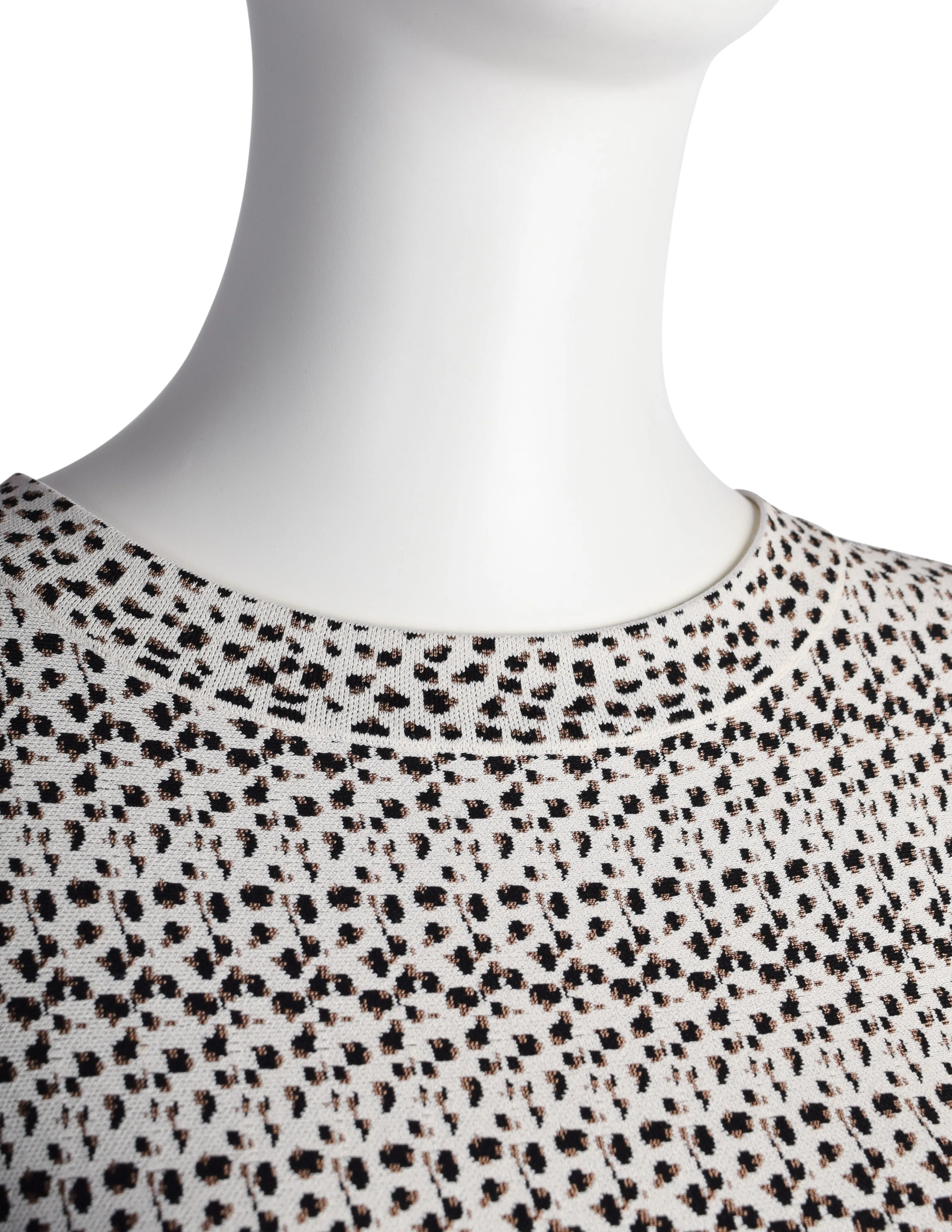 Azzedine Alaia AW 2009 White Brown Black Spotted Skater Dress