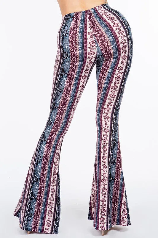 Bear Dance Floral Paisley Skinny Brushed Pants - Multi