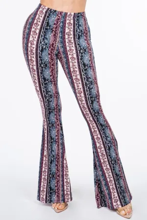 Bear Dance Floral Paisley Skinny Brushed Pants - Multi