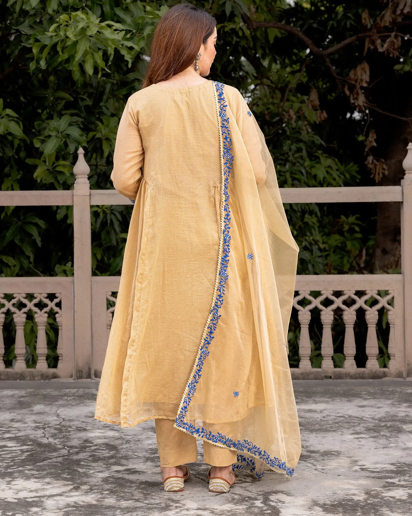 Beige Aari Embroidered Suit Set