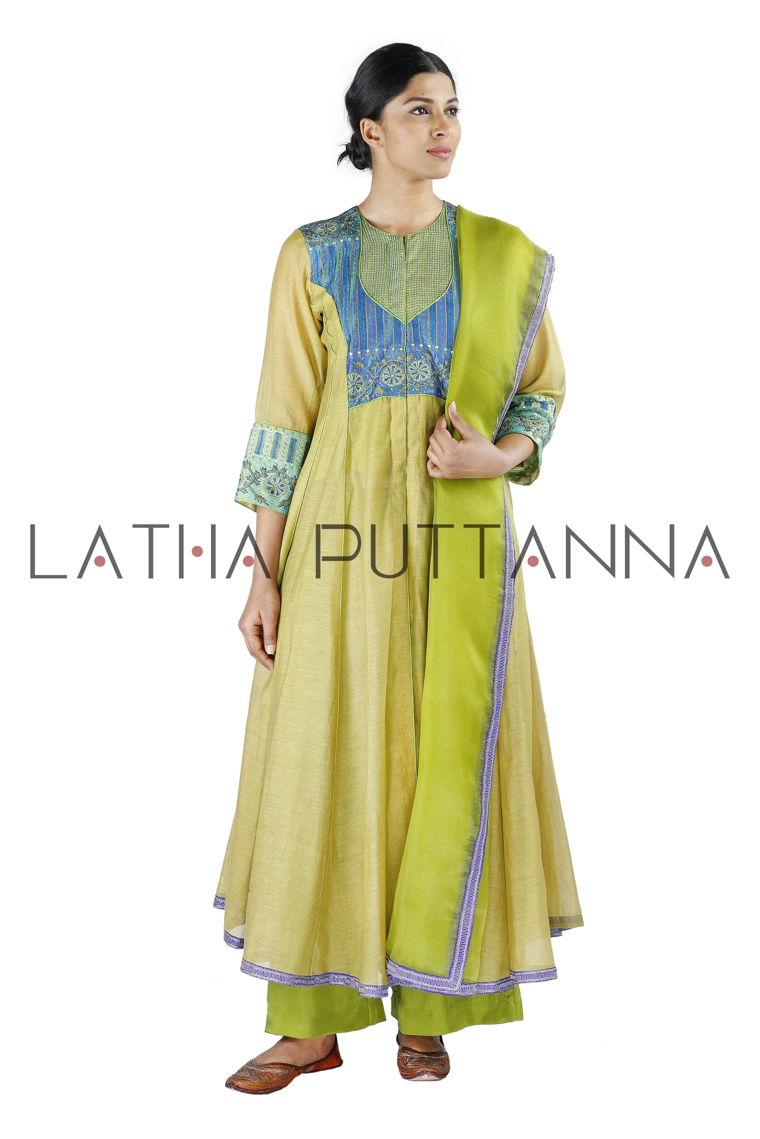 Beige and green salwar