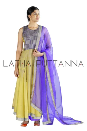 Beige and purple salwar