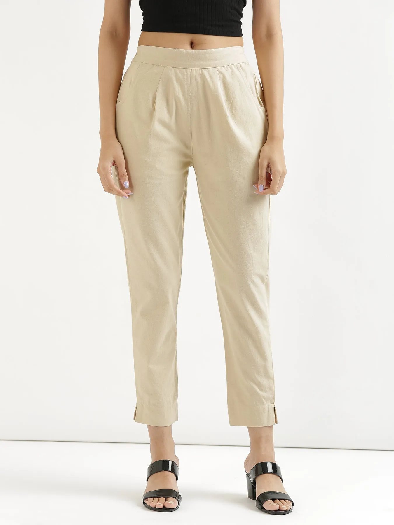 Beige Cotton Pant