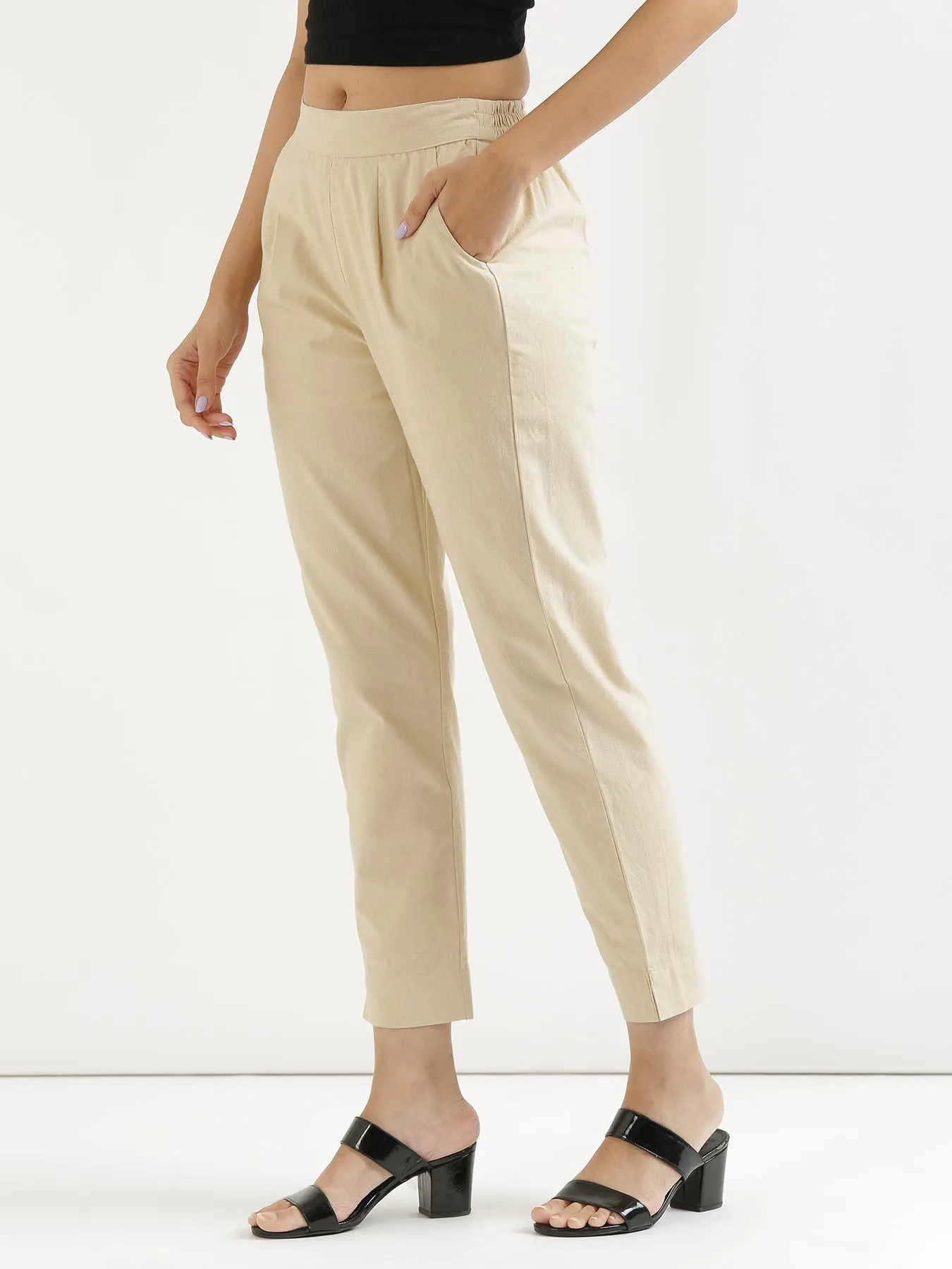 Beige Cotton Pant