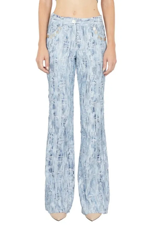 Benjamin Benmoyal - Flare Trousers: Woven Blue