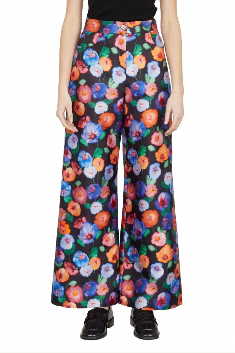 Benjamin Benmoyal - Flared Trousers: Flower Print