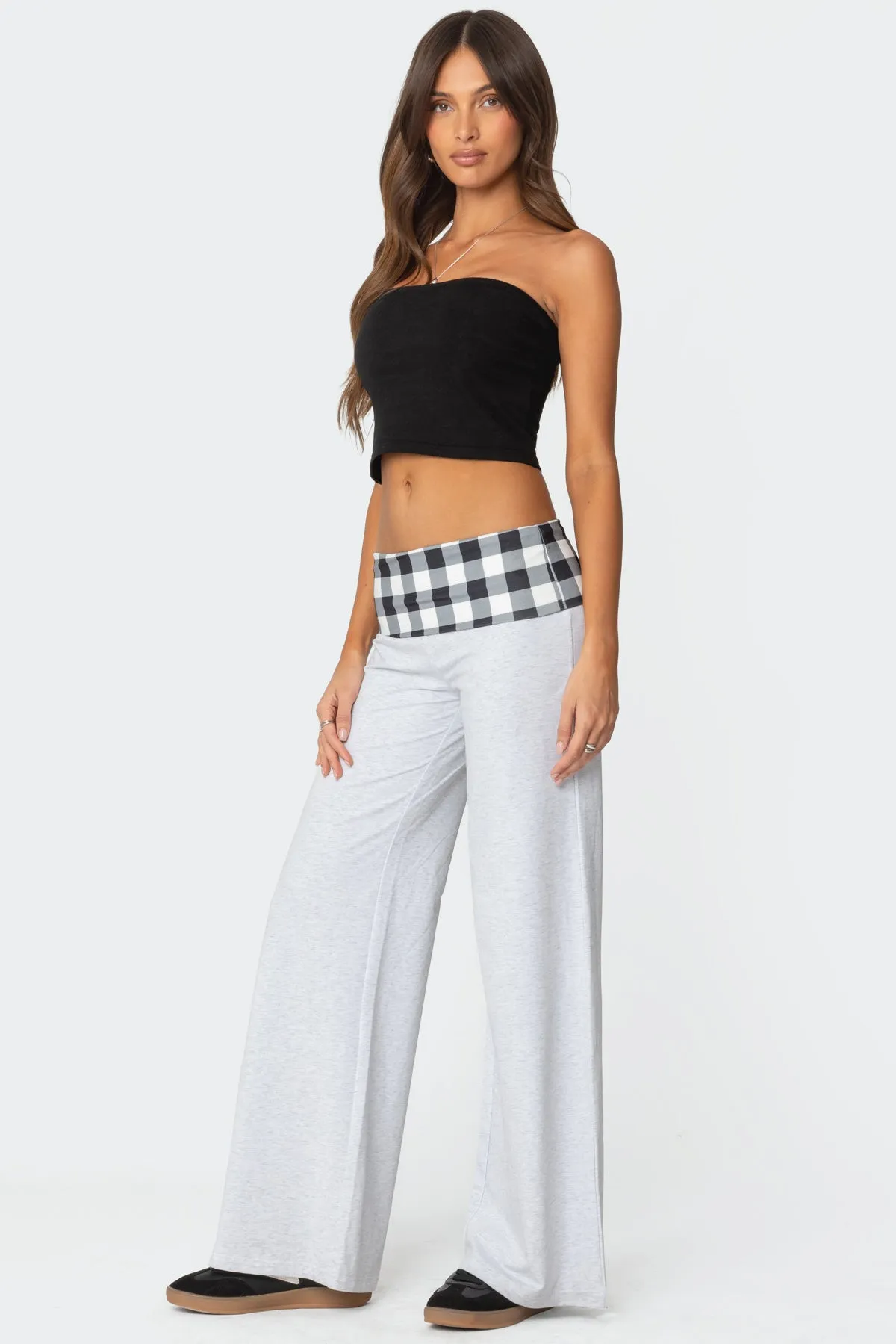 Beth Gingham Fold Over Pants