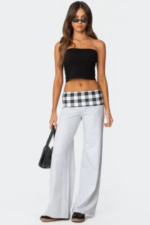 Beth Gingham Fold Over Pants