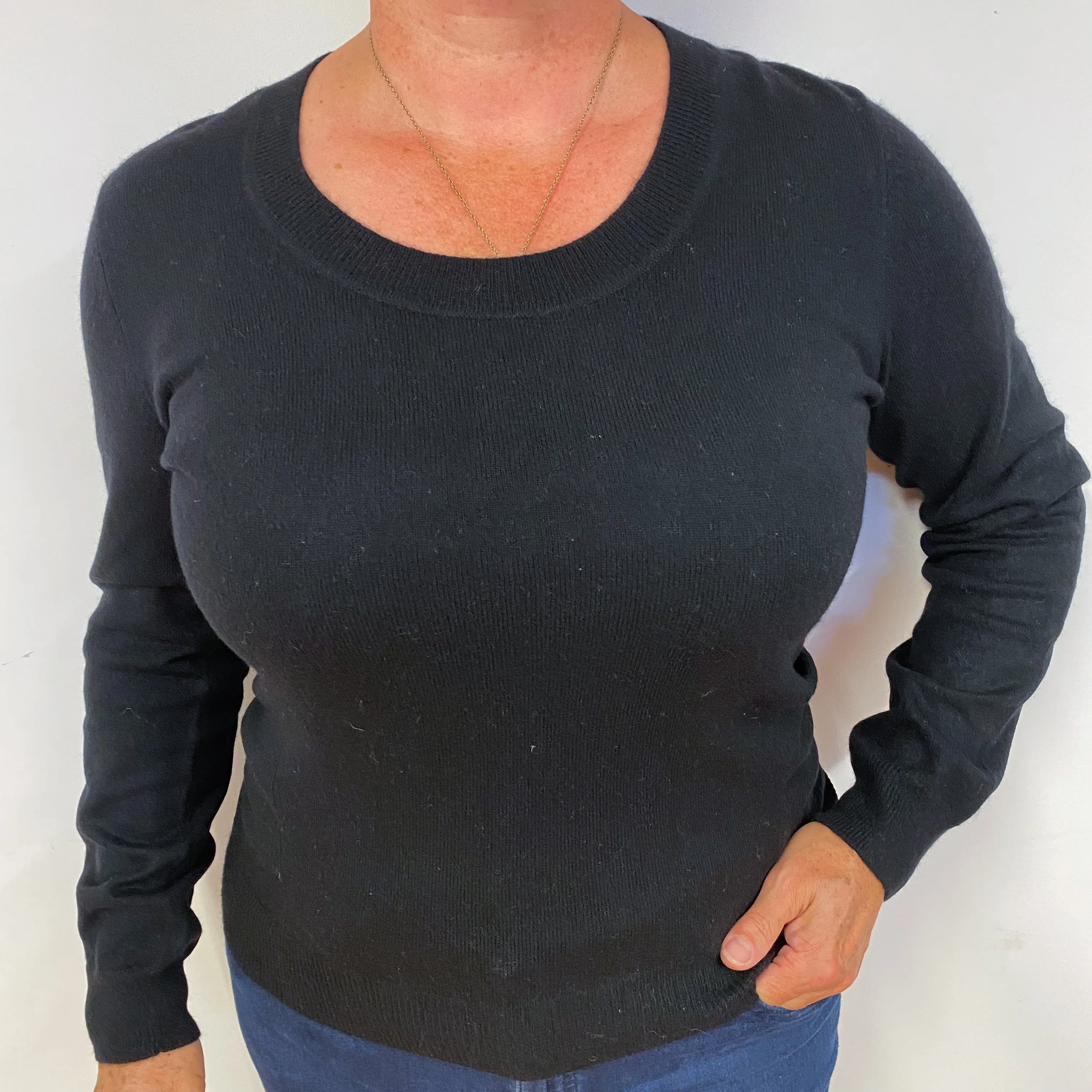 Black Cashmere Crew Neck Jumper