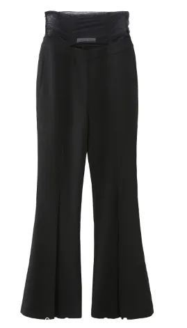 Black Mesh Waistband Flared Pants