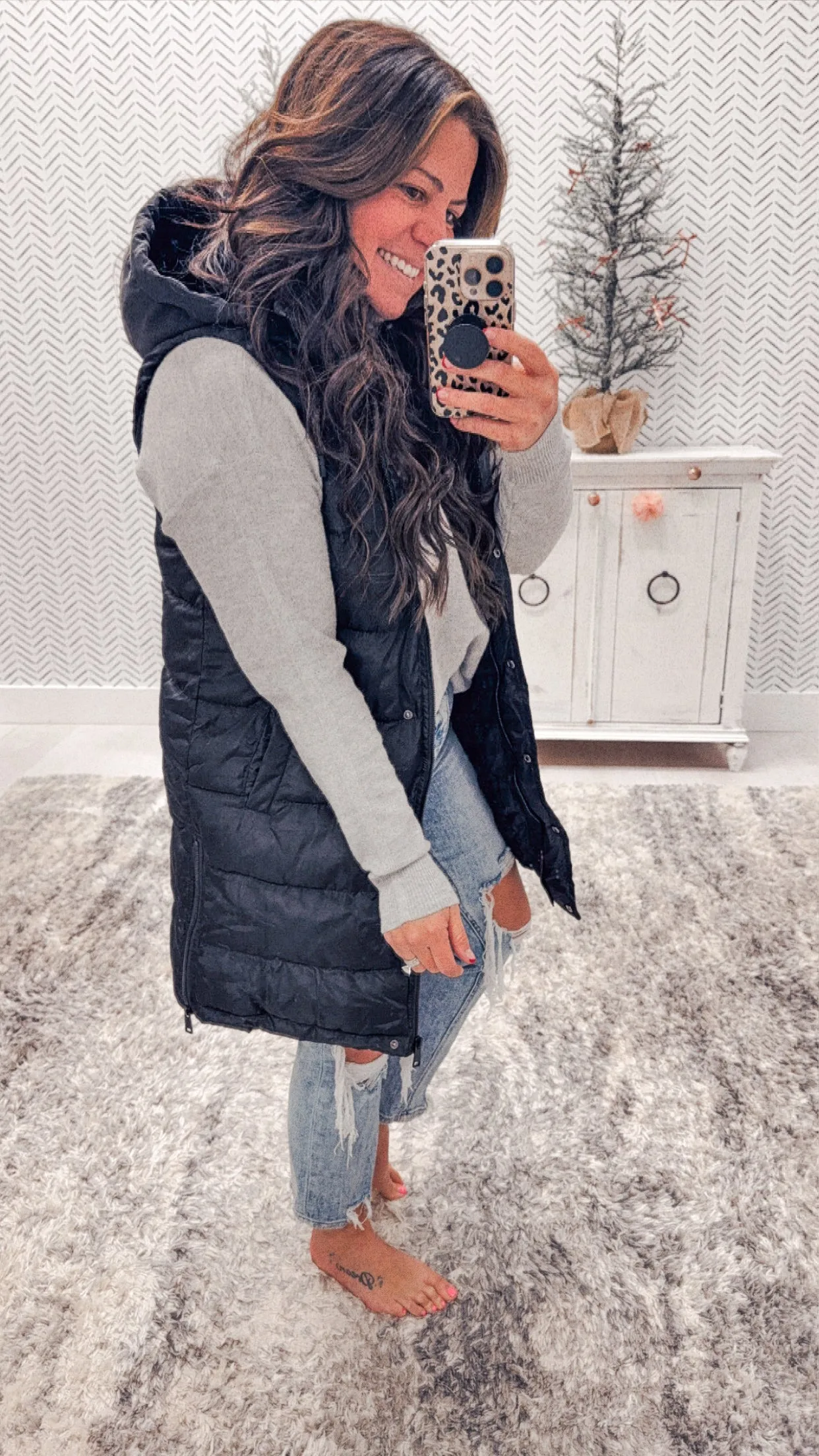 Black Puffer Long Vest