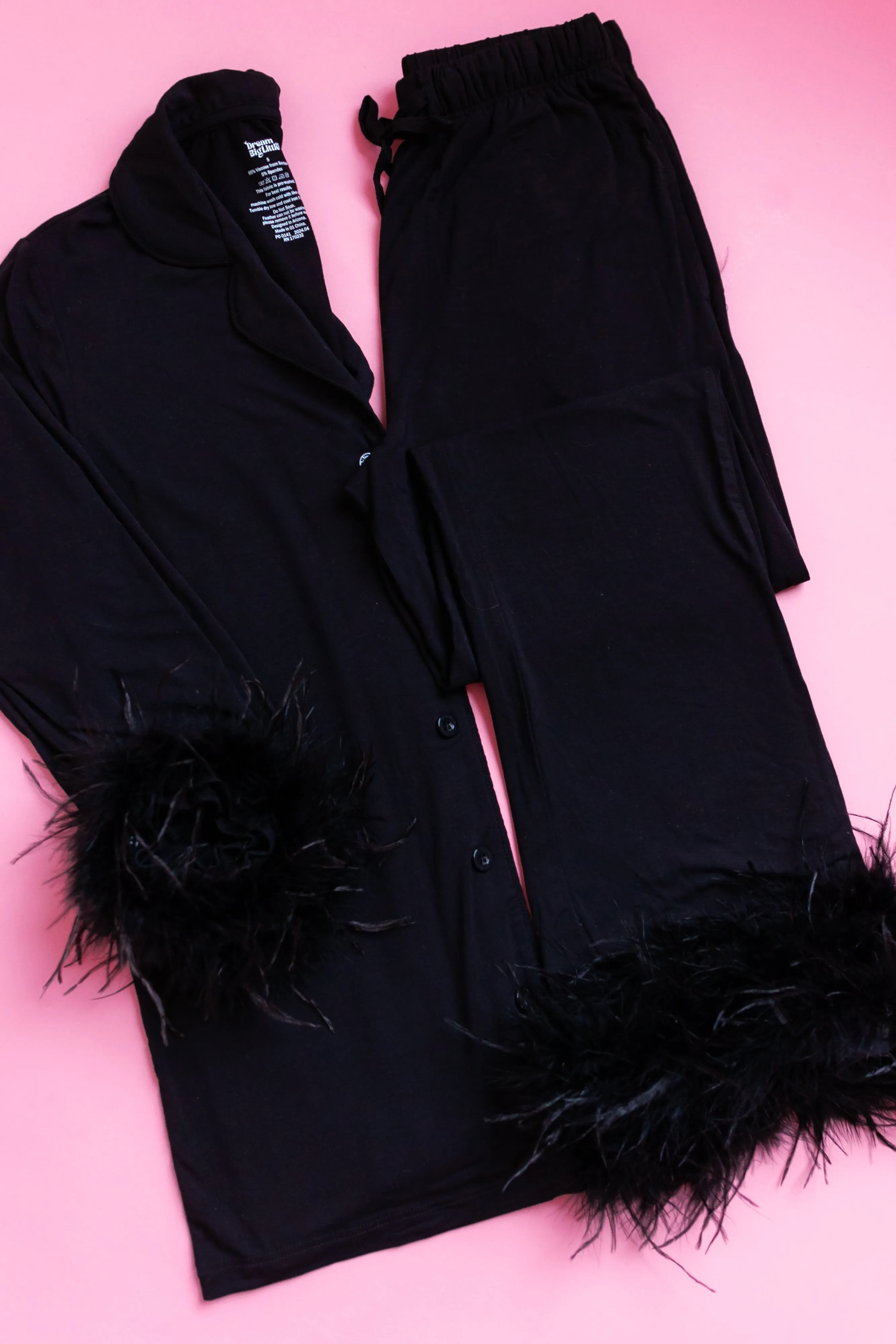 Black Women’s Relaxed Flare Feathered Dream Set