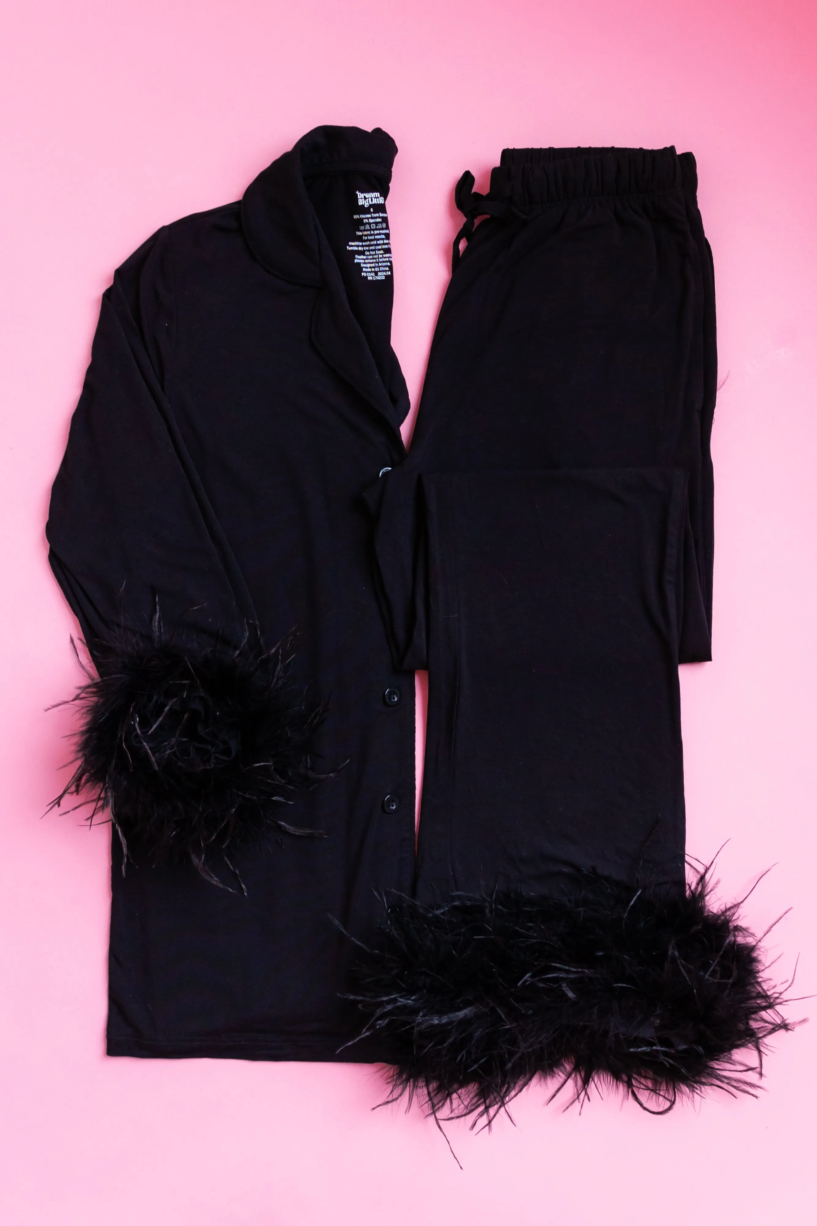 Black Women’s Relaxed Flare Feathered Dream Set