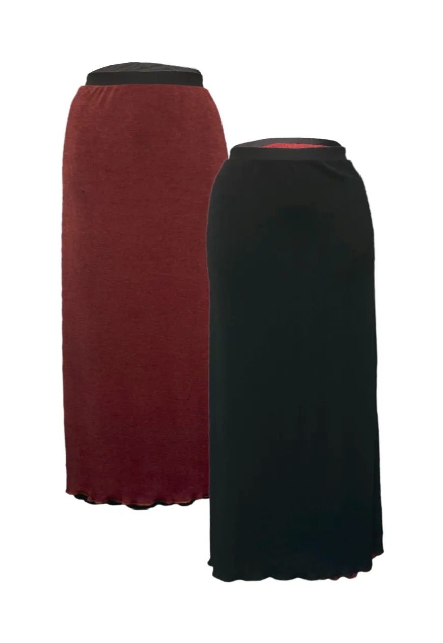 BLACK/HAZELNUT REVERSIBLE MAXI SKIRT