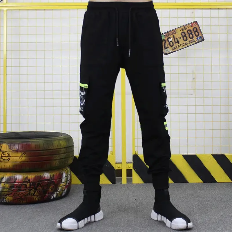 Bor Fend Black Loose Multi-Pocket Pants