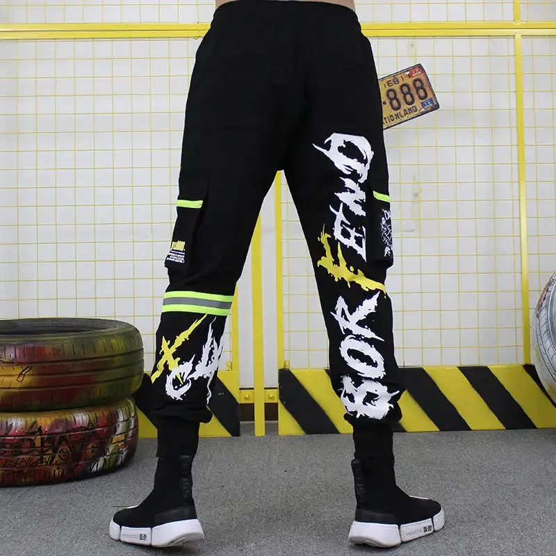 Bor Fend Black Loose Multi-Pocket Pants