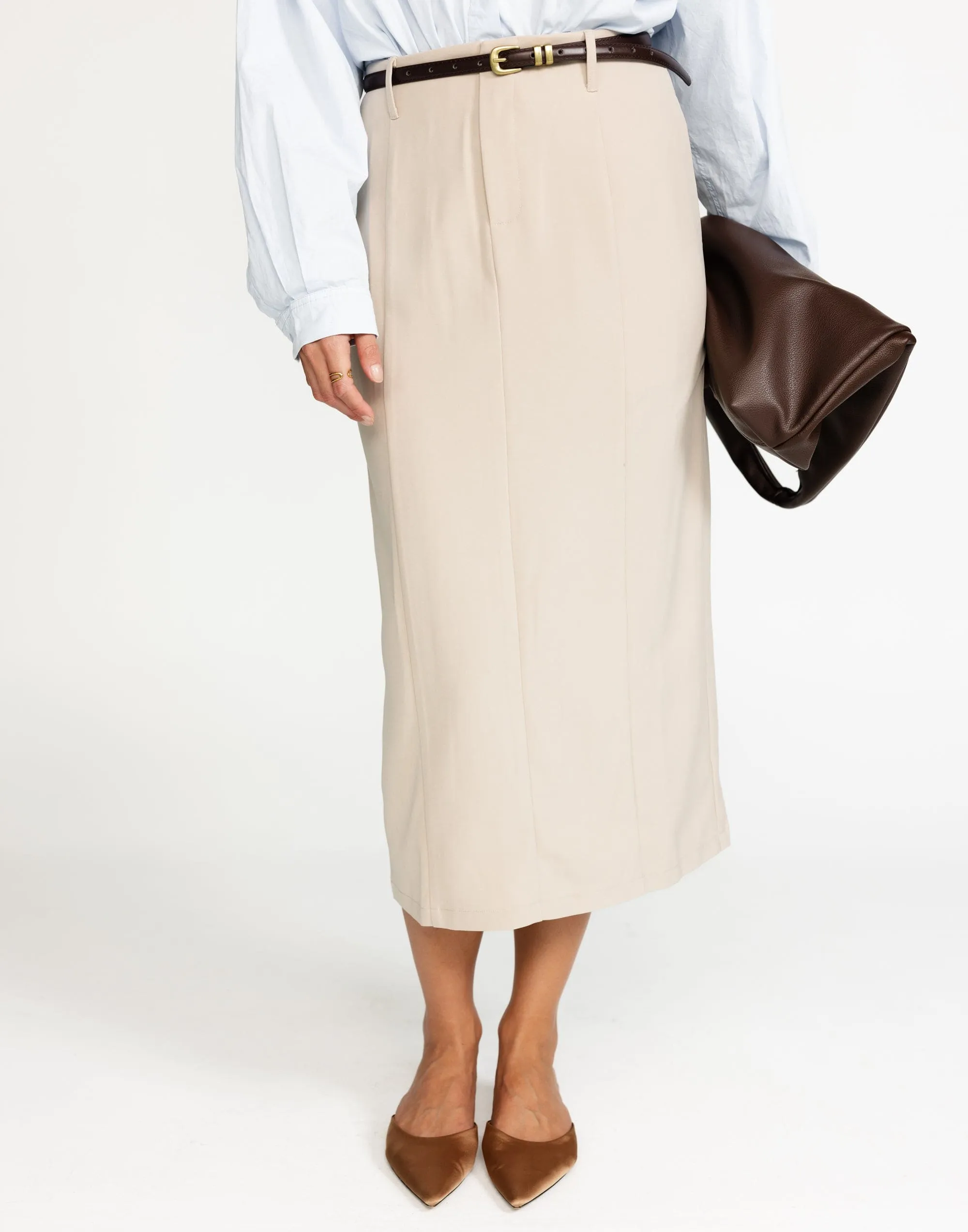 Brigitte Midi Skirt (Latte)