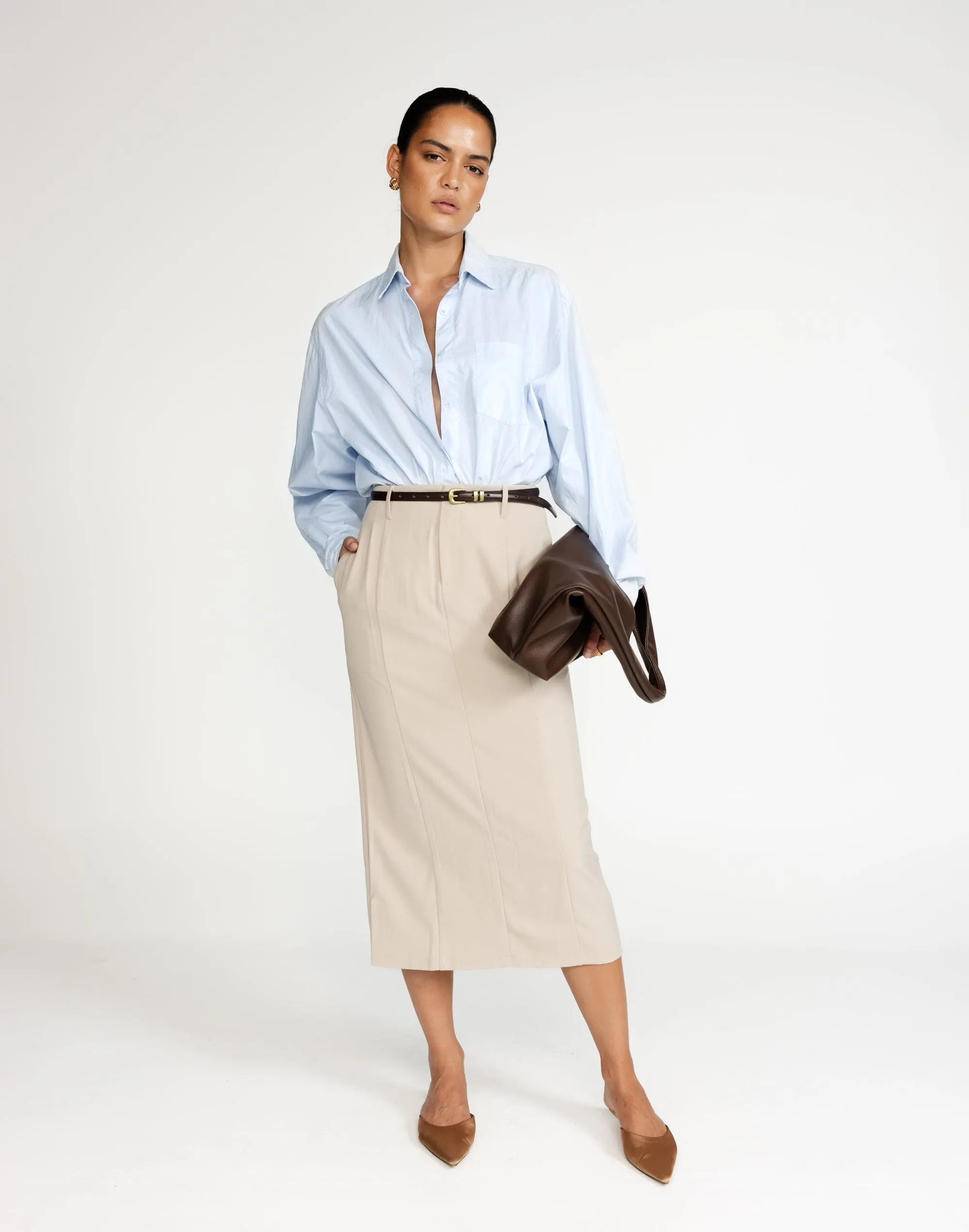 Brigitte Midi Skirt (Latte)