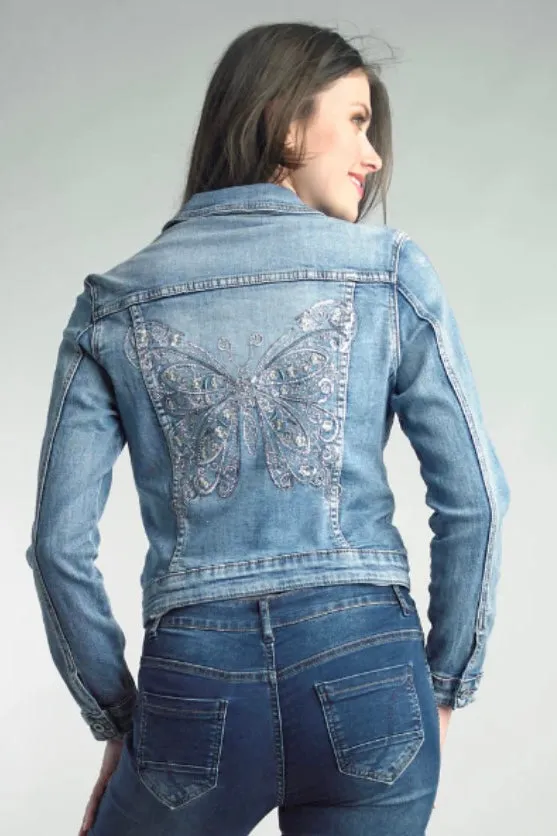 Butterfly Crystal Denim Jacket