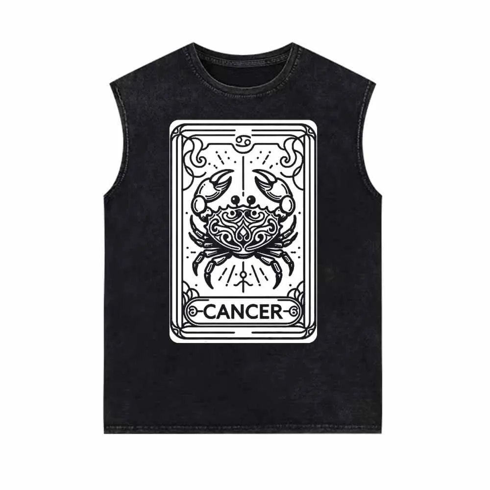 Cancer Tarot Card Horoscope Vintage Washed Vest Top