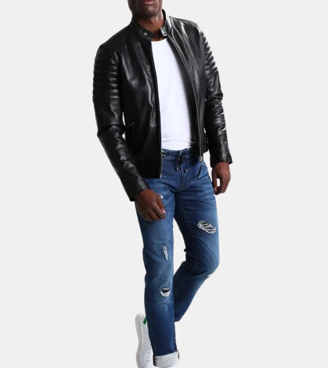 Caravan Black Men's Biker Leather Jacket