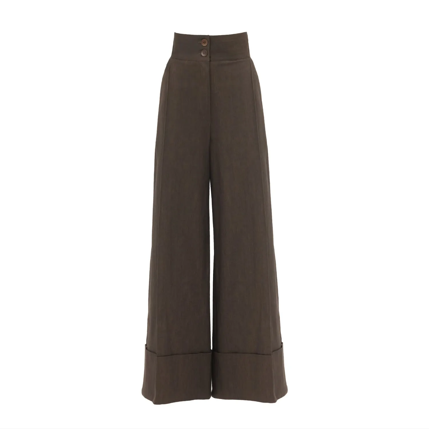 Casual High-Rise Flared Denim Pants Brown