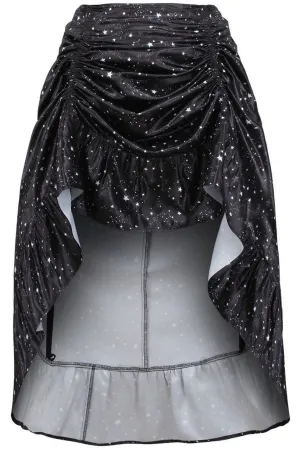 Celestial Print Satin Adjustable High Low Skirt