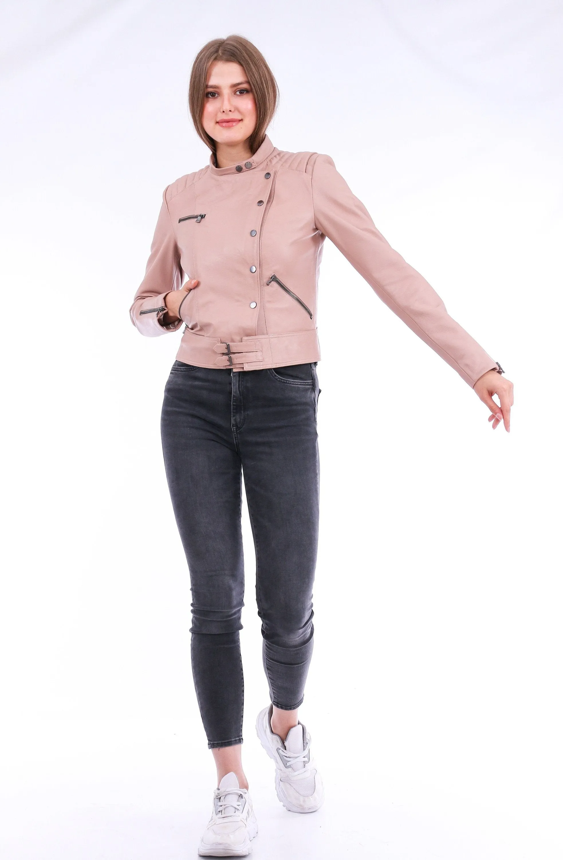 Chaqueta Leather Biker Jacket - Pink