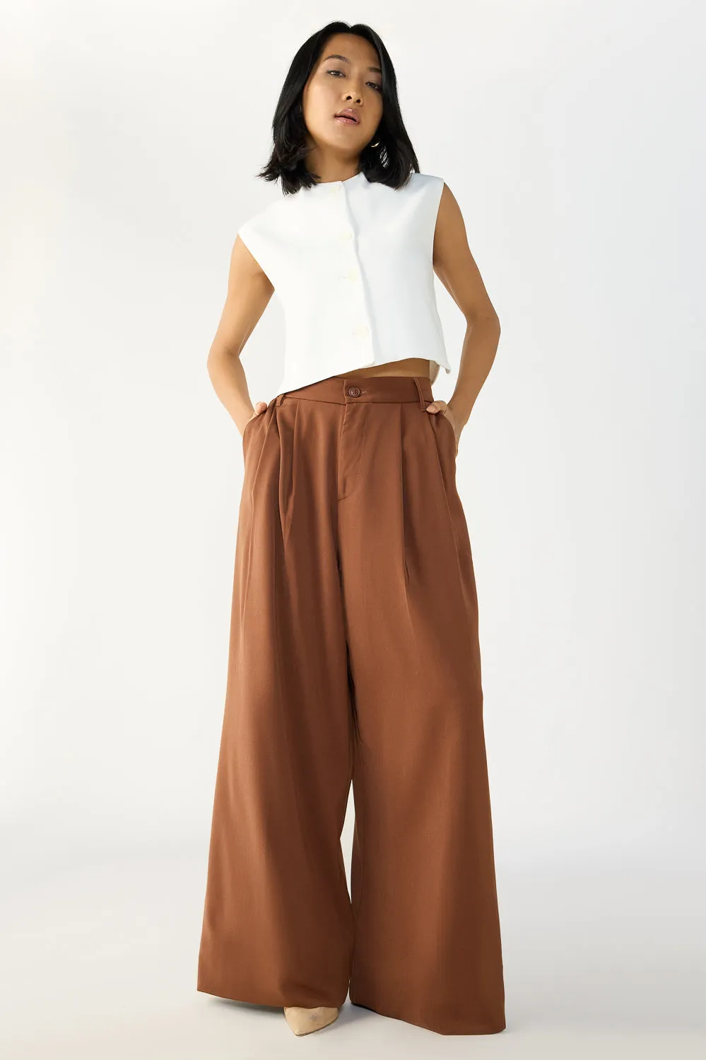 Chocolate Brown Flared Formal Korean Pants