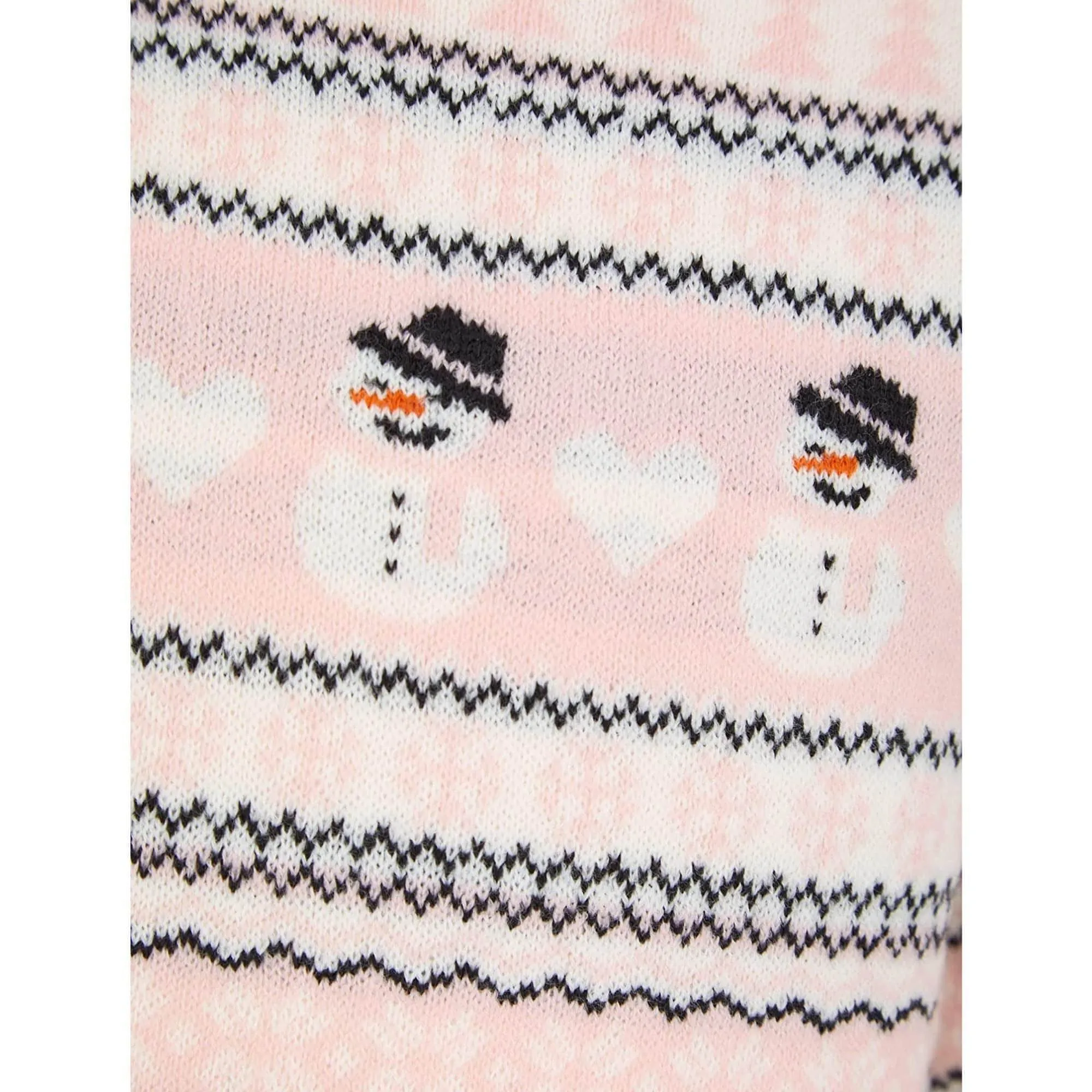 Christmas Snowman Nordic Fairisle Junior Christmas Jumper - Pink